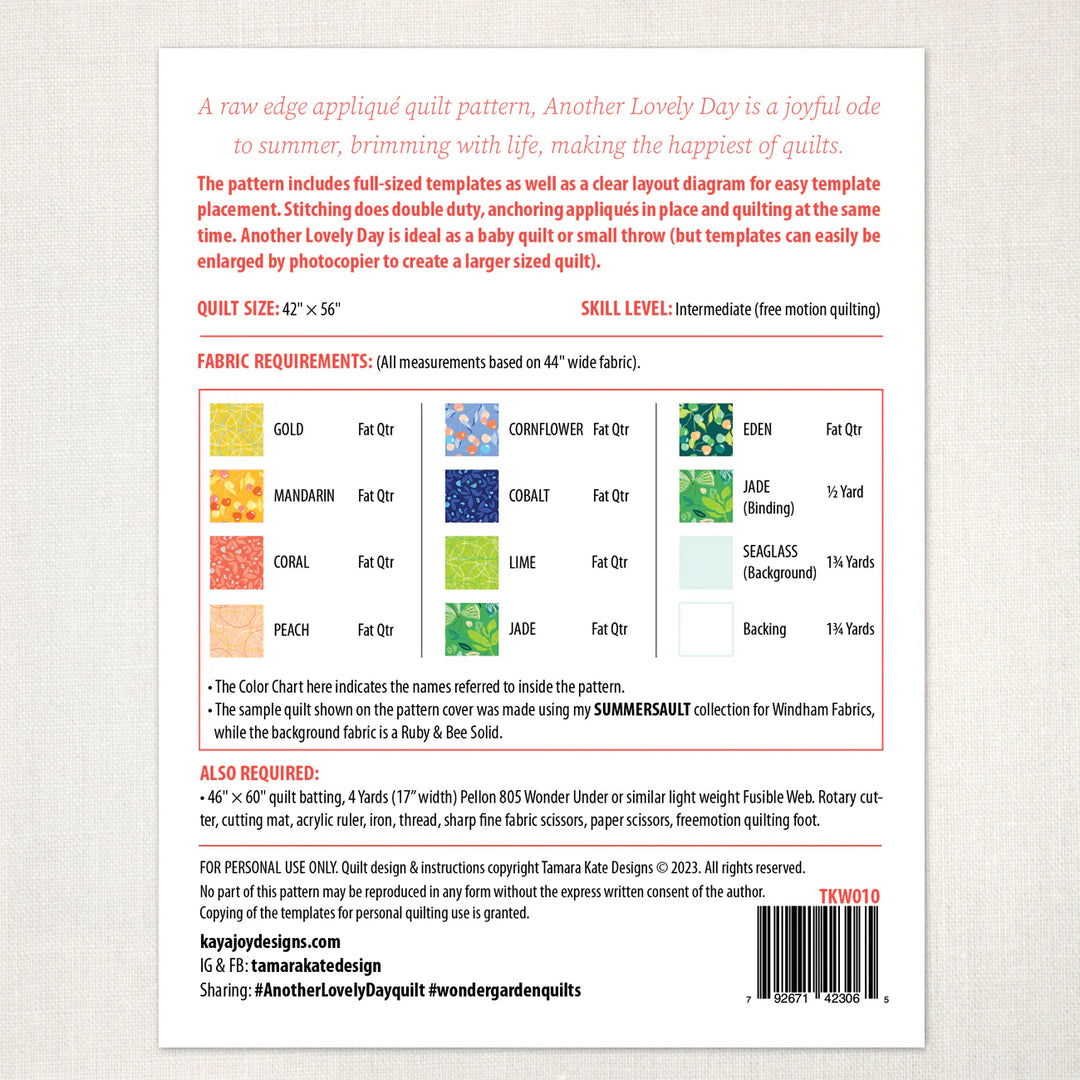 Another Lovely Day Quilt Pattern (TKW010)