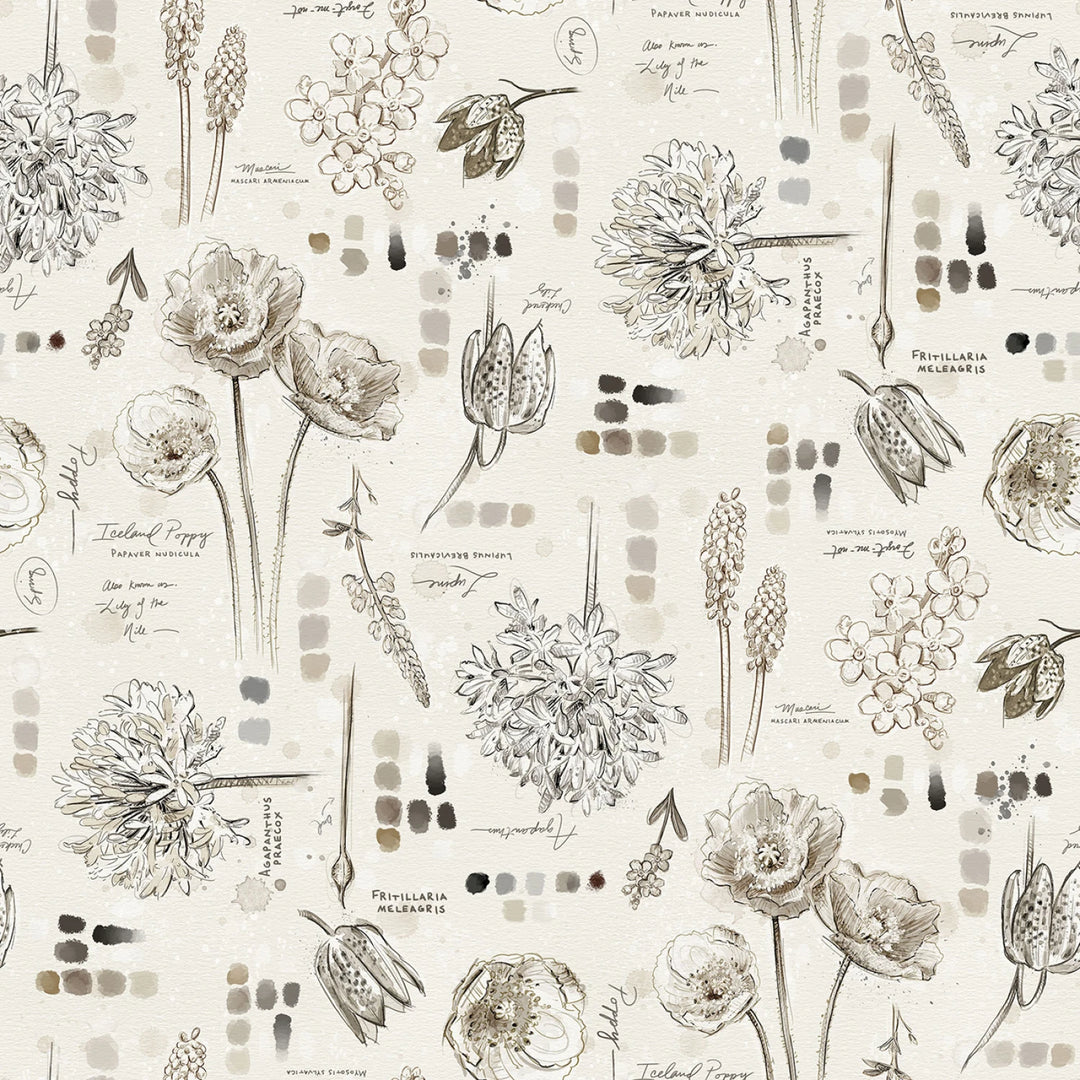 Widebacks by White Owl Collection - Floral Journal- Cream | 108" Cotton Wideback