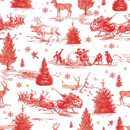 White Peace on Earth Christmas Scene 108" Cotton (WB14206R-WHITE) – Sold in UNITS of ¼ metre