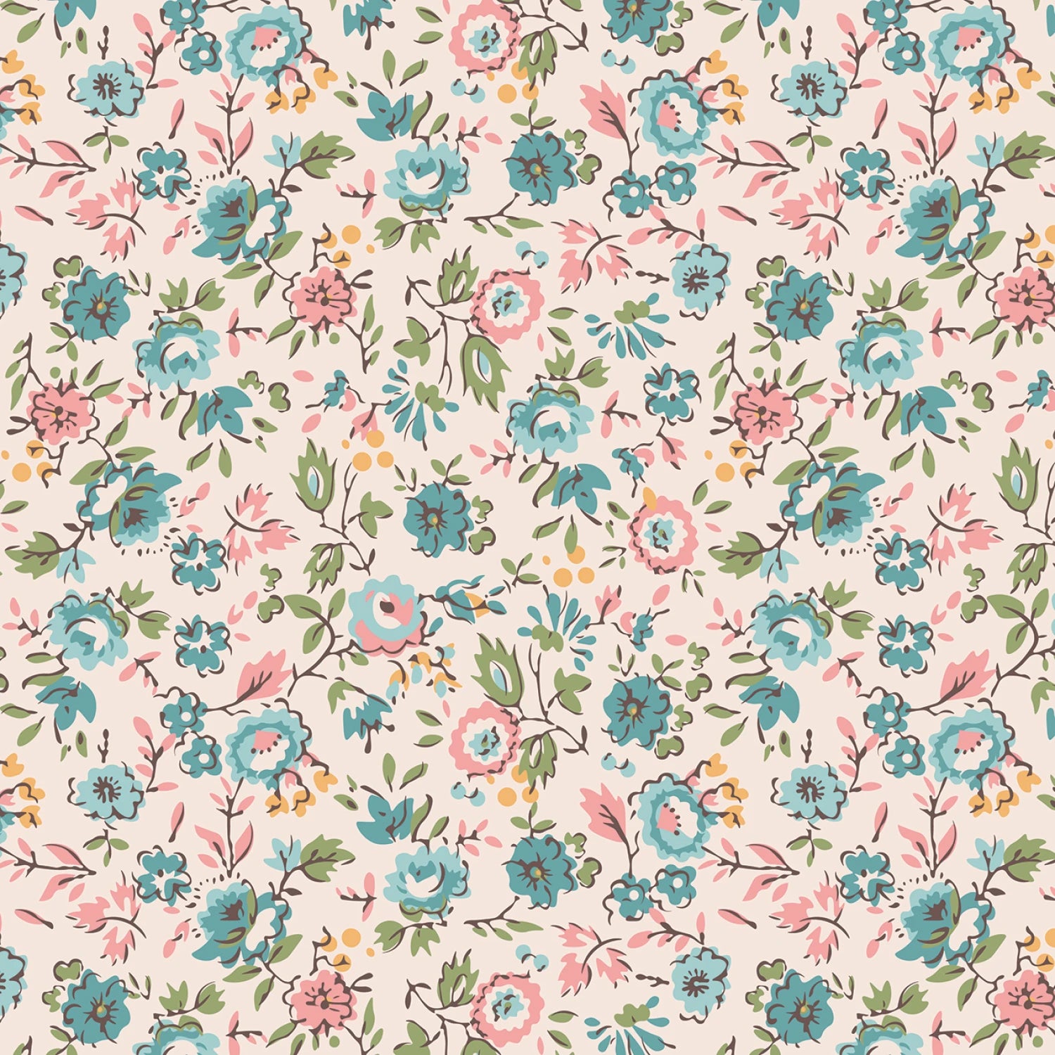 Floral Latte Piece & Plenty 108” Cotton (WB15894R-LATTE) - Sold in UNITS of 1/4 metre