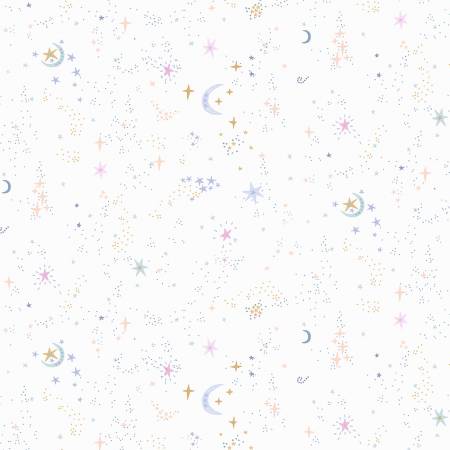 White Starry Night 108" Cotton (XST-D2649WHITE) – Sold in UNITS of ¼ metre