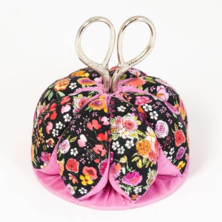 Pin Cushion Dome Black Pink Floral