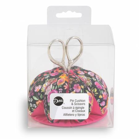 Pin Cushion Dome Black Pink Floral
