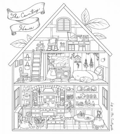 "Antique Dollhouse" Colouring Book