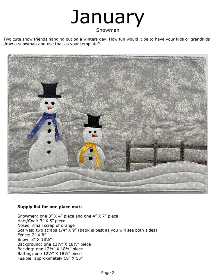 A Year Of Placemats (PMD - PLACEMATS) - Maple Leaf Quilting Company Ltd.