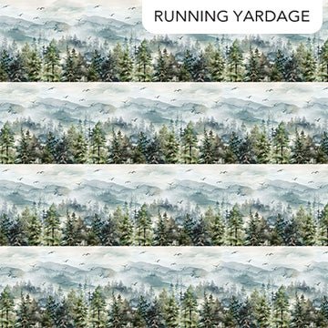 Altitude - Border Stripe Blue Multi | 44" Cotton - Maple Leaf Quilting Company Ltd.