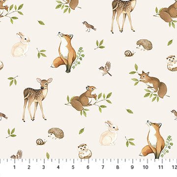 Animals Cream Woodland Heart by Deborah Edwards &amp; Kathryn Christenson | 44” - (DP28722 - 11) – Sold in UNITS of ¼ metre - Maple Leaf Quilting Company Ltd.