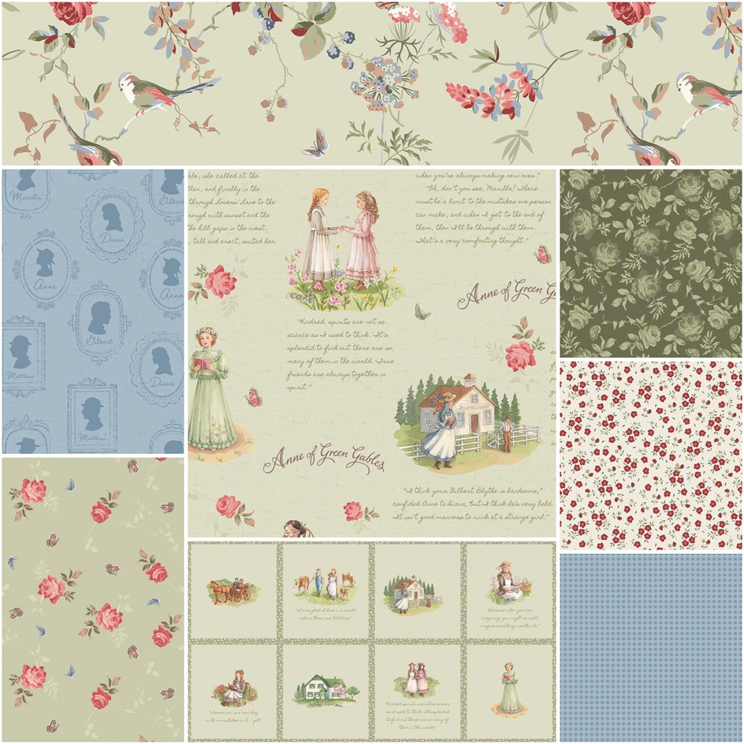 Anne of Green Gables | 1 Yard Bundle Sage - 8pcs (1YD - 16120SA - 8) - Maple Leaf Quilting Company Ltd.