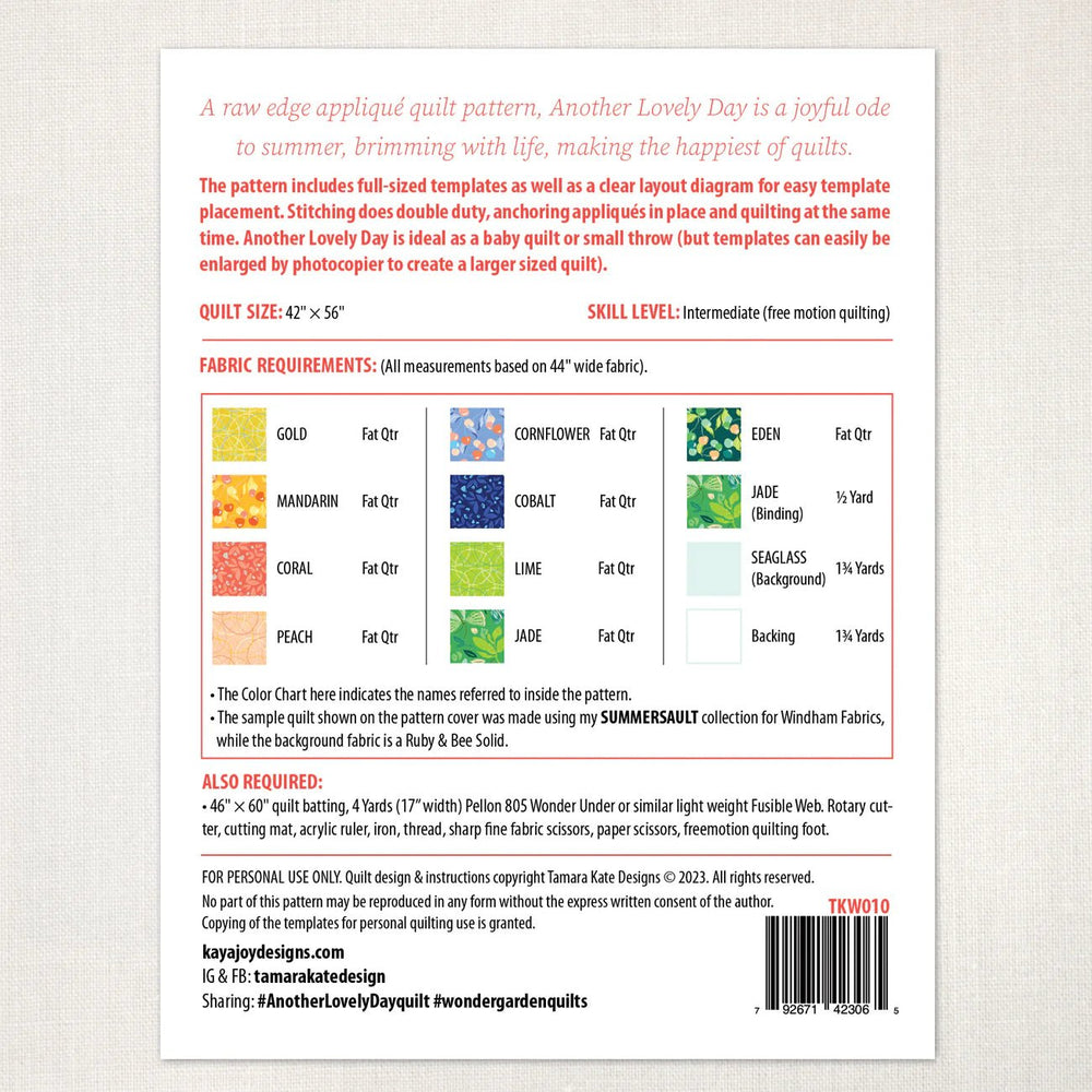Another Lovely Day Quilt Pattern (TKW010) - Maple Leaf Quilting Company Ltd.