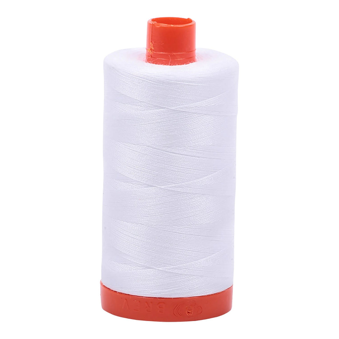 Aurifil Mako 50 wt Cotton 1300m (1422yds) | White - Maple Leaf Quilting Company Ltd.