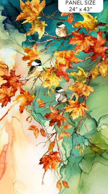 Autumn Breeze Teal Panel 24" x 43" (DP28055 - 66) – Sold by the Panel - Maple Leaf Quilting Company Ltd.