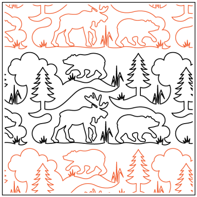 Bear, Moose and Pines – 12.5” Paper Pantograph - Maple Leaf Quilting Company Ltd.