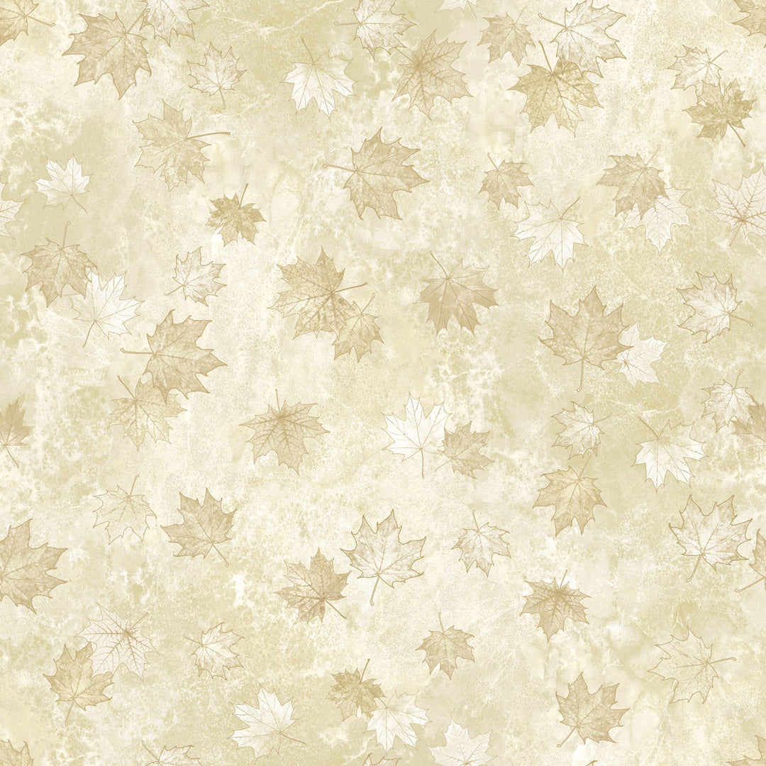 Beige Large Tonal Leaves | 43/44" Cotton (29017 - 12) - Sold in UNITS of ¼ metre - Maple Leaf Quilting Company Ltd.