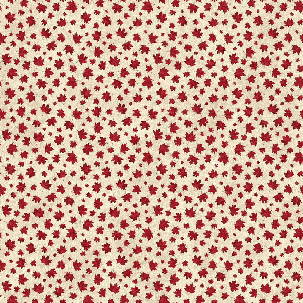 Beige Red - Two Tone Leaves | 43/44" Cotton (29020 - 12) - Sold in UNITS of ¼ metre - Maple Leaf Quilting Company Ltd.