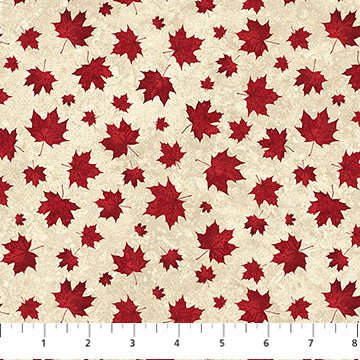 Beige Red - Two Tone Leaves | 43/44" Cotton (29020 - 12) - Sold in UNITS of ¼ metre - Maple Leaf Quilting Company Ltd.