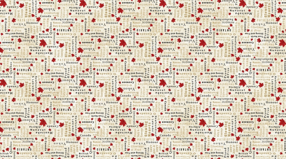 Beige Words | 43/44" Cotton (29019 - 12) - Sold in UNITS of ¼ metre - Maple Leaf Quilting Company Ltd.