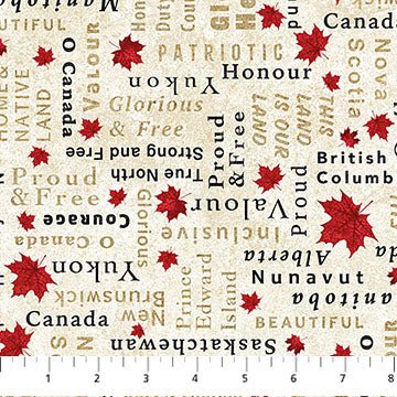 Beige Words | 43/44" Cotton (29019 - 12) - Sold in UNITS of ¼ metre - Maple Leaf Quilting Company Ltd.