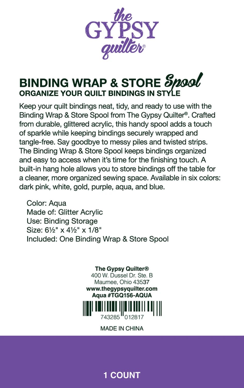 Binding Wrap and Store Spool - Maple Leaf Quilting Company Ltd.