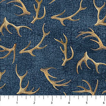 Birchwood Naturescapes - Antlers Dk Blue Multi | 43/44" Cotton - Maple Leaf Quilting Company Ltd.