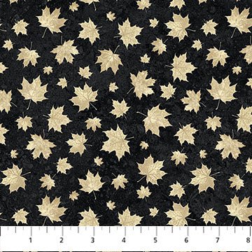 Black Beige - Two Tone Leaves | 43/44" Cotton (29020 - 99) - Sold in UNITS of ¼ metre - Maple Leaf Quilting Company Ltd.