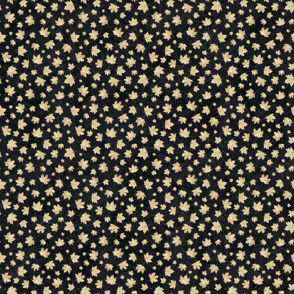 Black Beige - Two Tone Leaves | 43/44" Cotton (29020 - 99) - Sold in UNITS of ¼ metre - Maple Leaf Quilting Company Ltd.