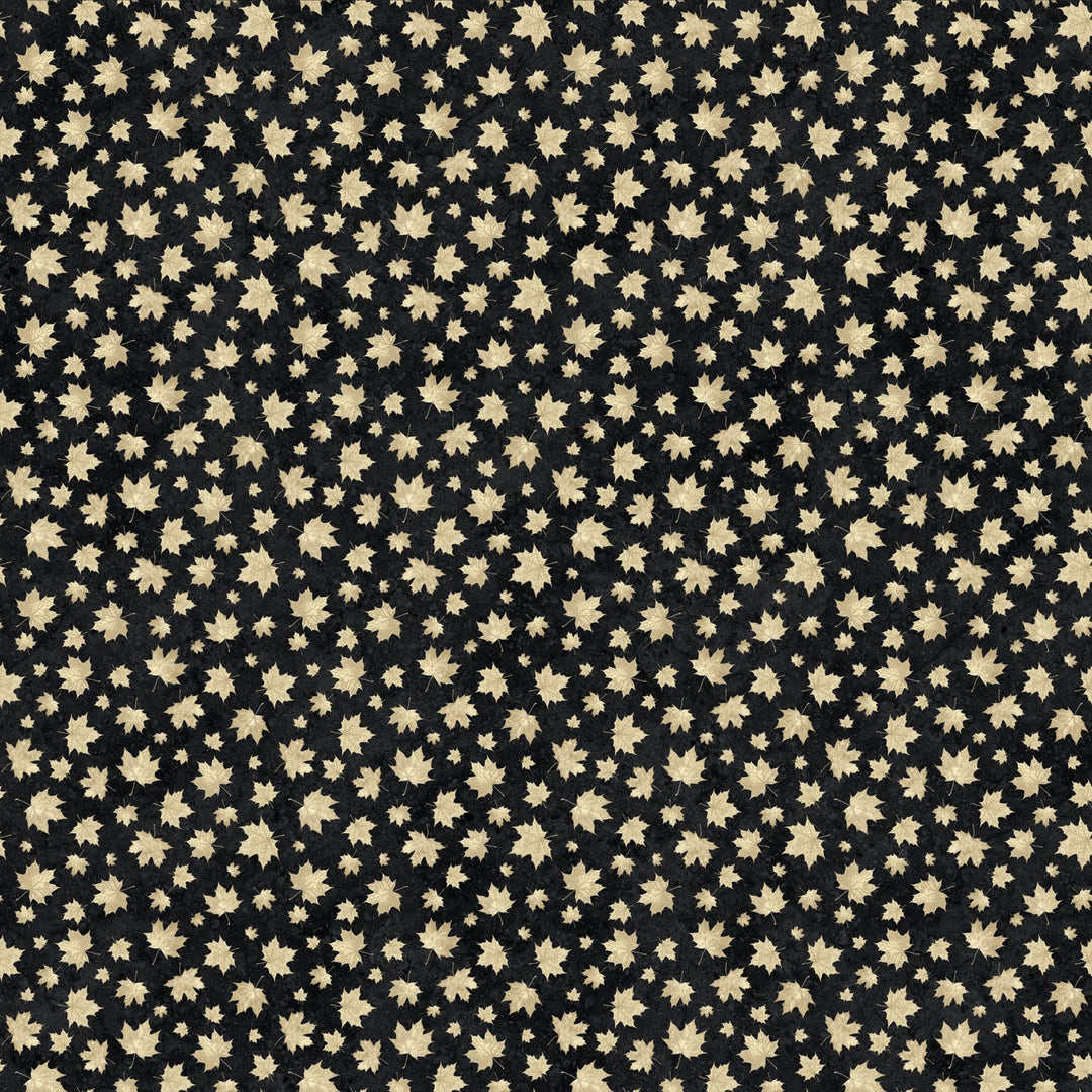 Black Beige - Two Tone Leaves | 43/44" Cotton (29020 - 99) - Sold in UNITS of ¼ metre - Maple Leaf Quilting Company Ltd.
