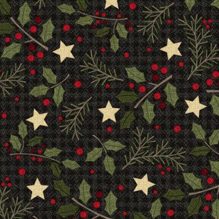 Black Holly Flannel - 44" Wide (F10894 - J) - Maple Leaf Quilting Company Ltd.