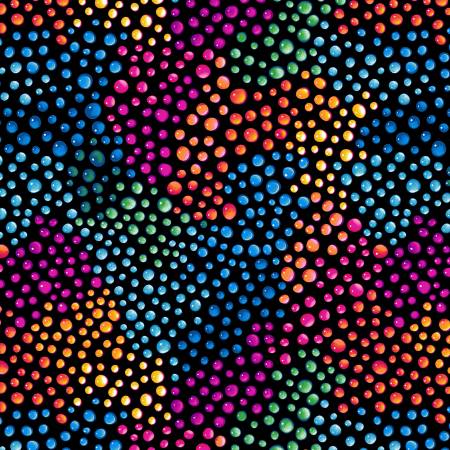 Black/Multi Water Droplets 108" Cotton (BQ3328 - 99) – Sold in UNITS of ¼ metre - Maple Leaf Quilting Company Ltd.