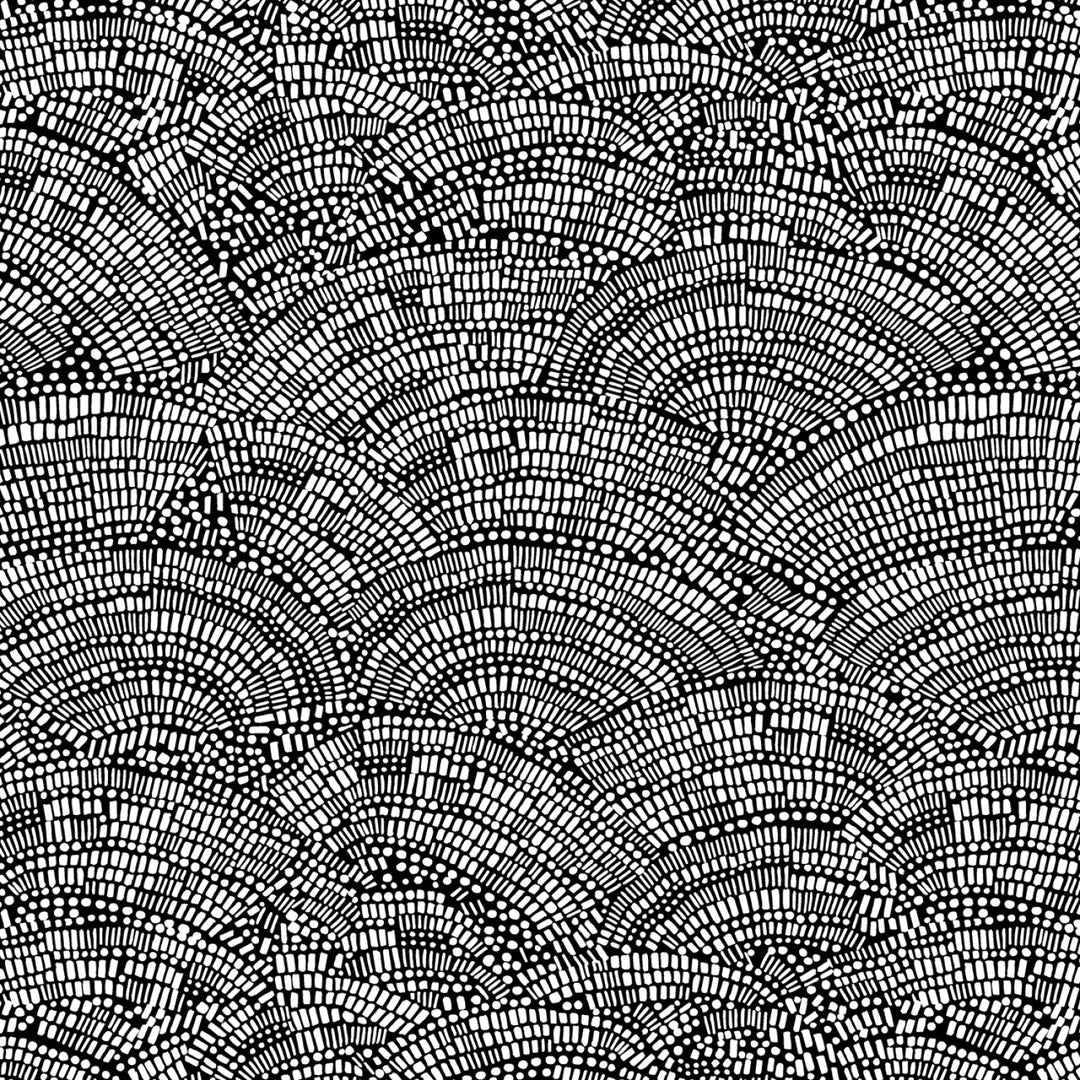 Black/White Mosaic Fan 108” Cotton (8241S - 90) - Sold in UNITS of 1/4 metre - Maple Leaf Quilting Company Ltd.