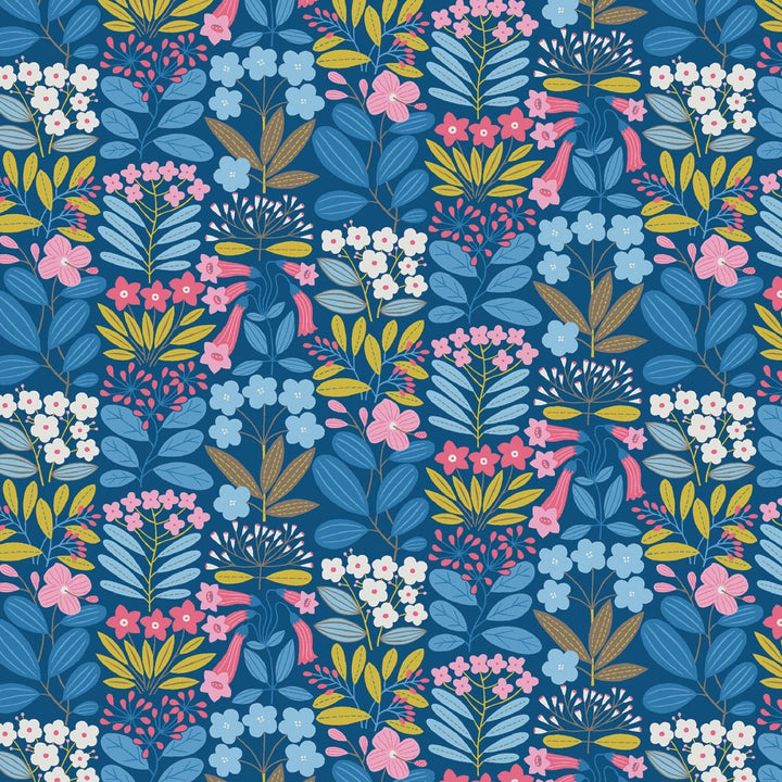 Blooming Color 2 Blue Fat Quarter Bundle | Fat Quarter Package 5pcs (FQBC2BX - BLU) - Maple Leaf Quilting Company Ltd.