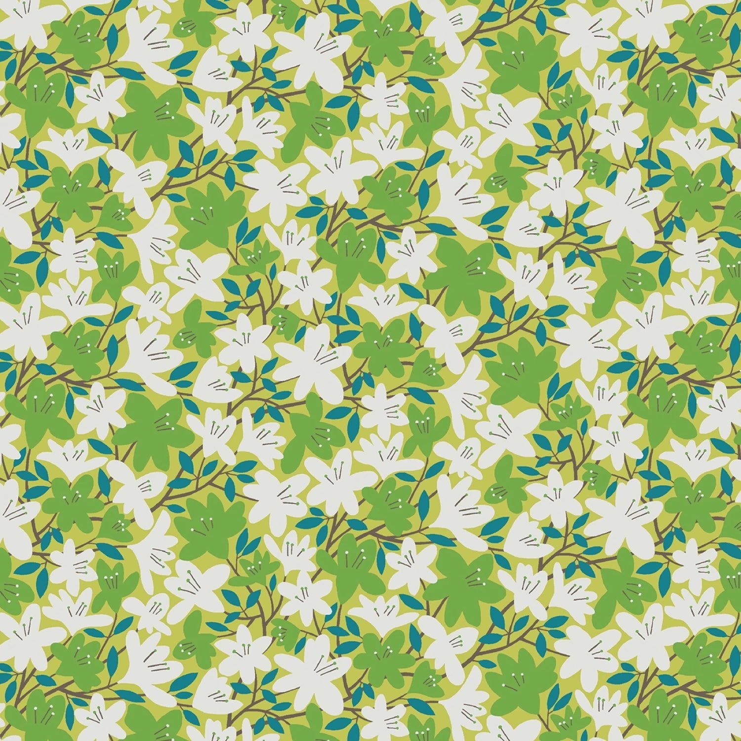Blooming Color 2 Green Fat Quarter Bundle | Fat Quarter Package 6pcs (FQBC2BX - GRE) - Maple Leaf Quilting Company Ltd.