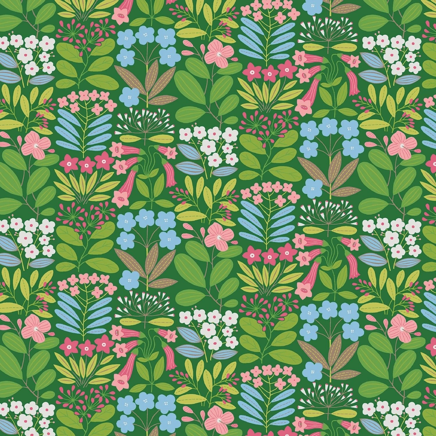 Blooming Color 2 Green Fat Quarter Bundle | Fat Quarter Package 6pcs (FQBC2BX - GRE) - Maple Leaf Quilting Company Ltd.