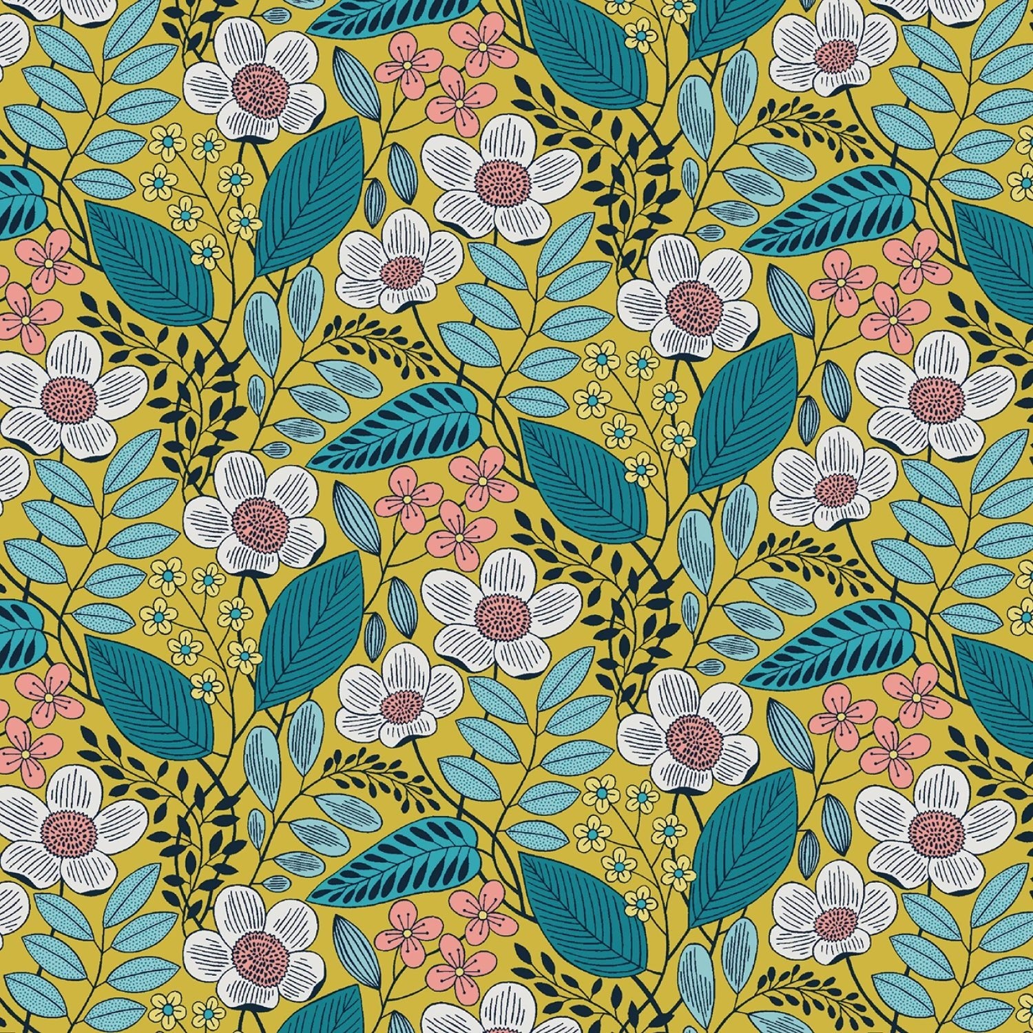 Blooming Color 2 Yellow Fat Quarter Bundle | Fat Quarter Package 5pcs (FQBC2BX - Yel) - Maple Leaf Quilting Company Ltd.