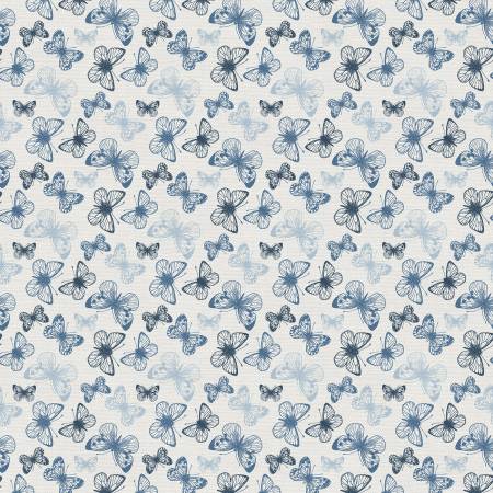 Blue Butterflies 118" Cotton (183 - 25356) – Sold in UNITS of ¼ metre - Maple Leaf Quilting Company Ltd.