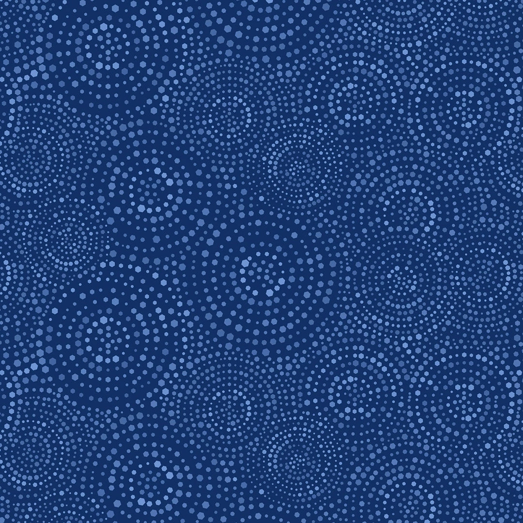 Blue Concentric Hexi - Dots | 108” Cotton (BQ4185 - 77) - Sold in UNITS of 1/4 metre - Maple Leaf Quilting Company Ltd.