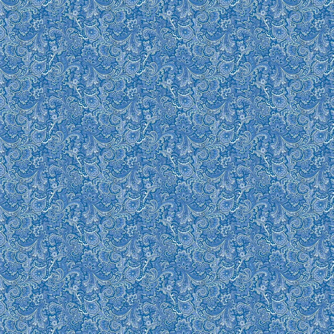 Blue Khanti Paisley 108” Cotton (16540WB - 55) - Sold in UNITS of 1/4 metre - Maple Leaf Quilting Company Ltd.