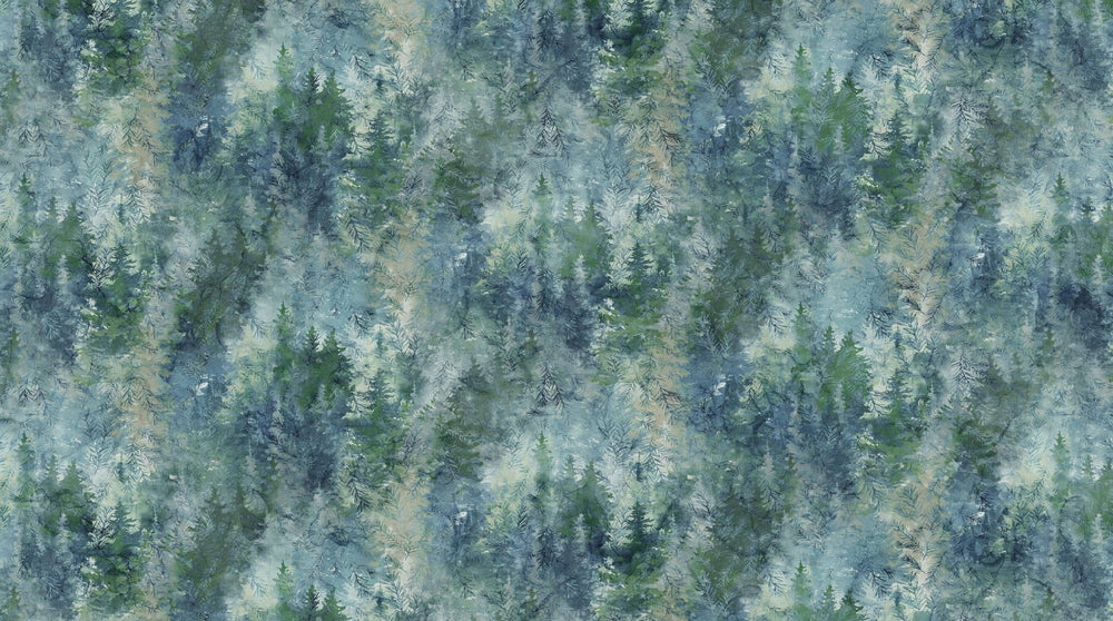 Blue Multi Trees - Altitude | 43/44" Cotton (DP29156­-43) - Sold in UNITS of ¼ metre - Maple Leaf Quilting Company Ltd.