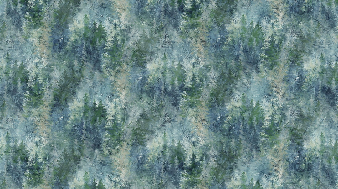 Blue Multi Trees - Altitude | 43/44" Cotton (DP29156­-43) - Sold in UNITS of ¼ metre - Maple Leaf Quilting Company Ltd.