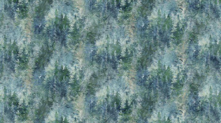 Blue Multi Trees - Altitude | 43/44" Cotton (DP29156­-43) - Sold in UNITS of ¼ metre - Maple Leaf Quilting Company Ltd.