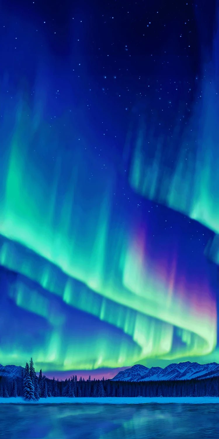 Blue/Green Aurora Borealis - Cosmic Flow by Crazy Marie Collection | 108" Cotton (8458S - 76) – Sold in UNITS of ¼ metre - Maple Leaf Quilting Company Ltd.