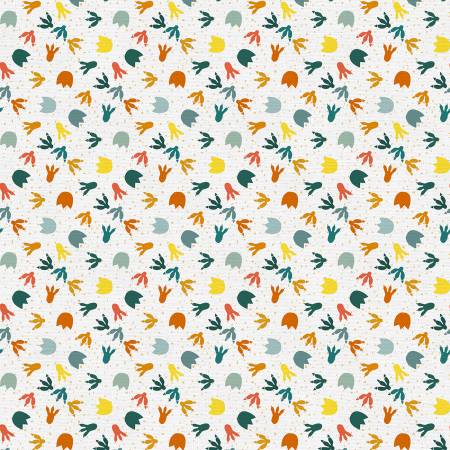 Blue/Orange Ditsy Footprints 118" Cotton (183 - 25419) – Sold in UNITS of ¼ metre - Maple Leaf Quilting Company Ltd.