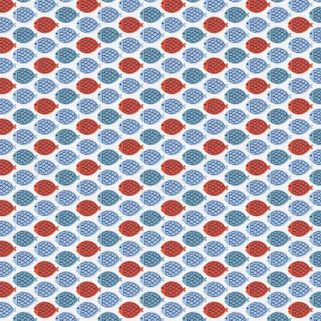 Blue/Red Bold Fish 118" Cotton (183 - 25283) – Sold in UNITS of ¼ metre - Maple Leaf Quilting Company Ltd.