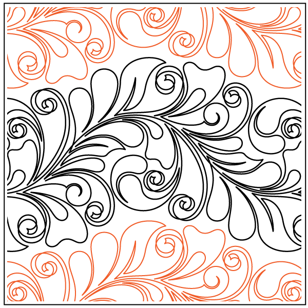 Botanical Curled Feather – 11” Paper Pantograph - Maple Leaf Quilting Company Ltd.
