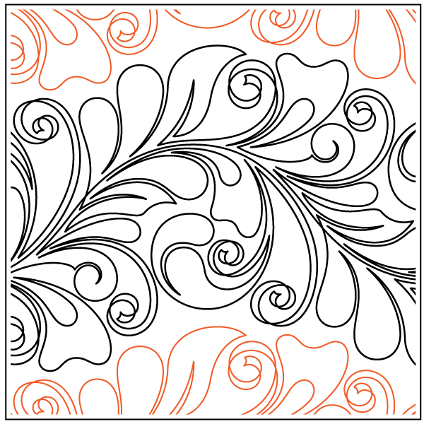 Botanical Curled Feather – 11” Paper Pantograph - Maple Leaf Quilting Company Ltd.