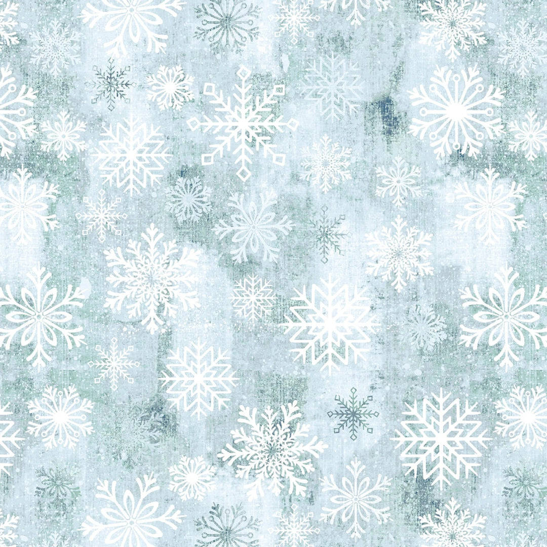 Breeze Snowflake Toss | 108” Cotton (8398S - 61) - Sold in UNITS of 1/4 metre - Maple Leaf Quilting Company Ltd.