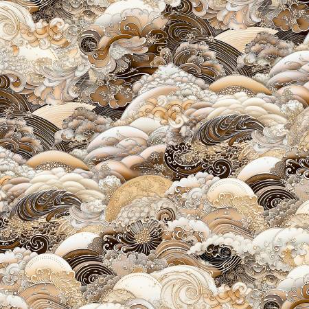 Brown Waves in Motion 108" Cotton (NAMW05657 - Z) – Sold in UNITS of ¼ metre - Maple Leaf Quilting Company Ltd.