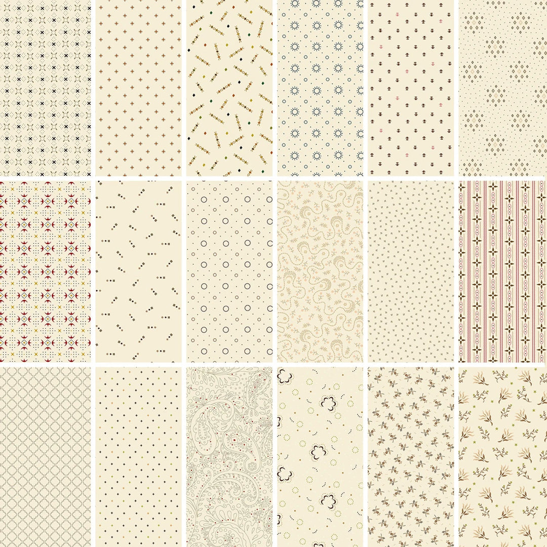 Buttercream & Brickle Bits Basics by Kim Diehl Collection | Fat Quarter Package - 18pcs (FB4FQHG - BTRCREAMBRICKLE) - Maple Leaf Quilting Company Ltd.