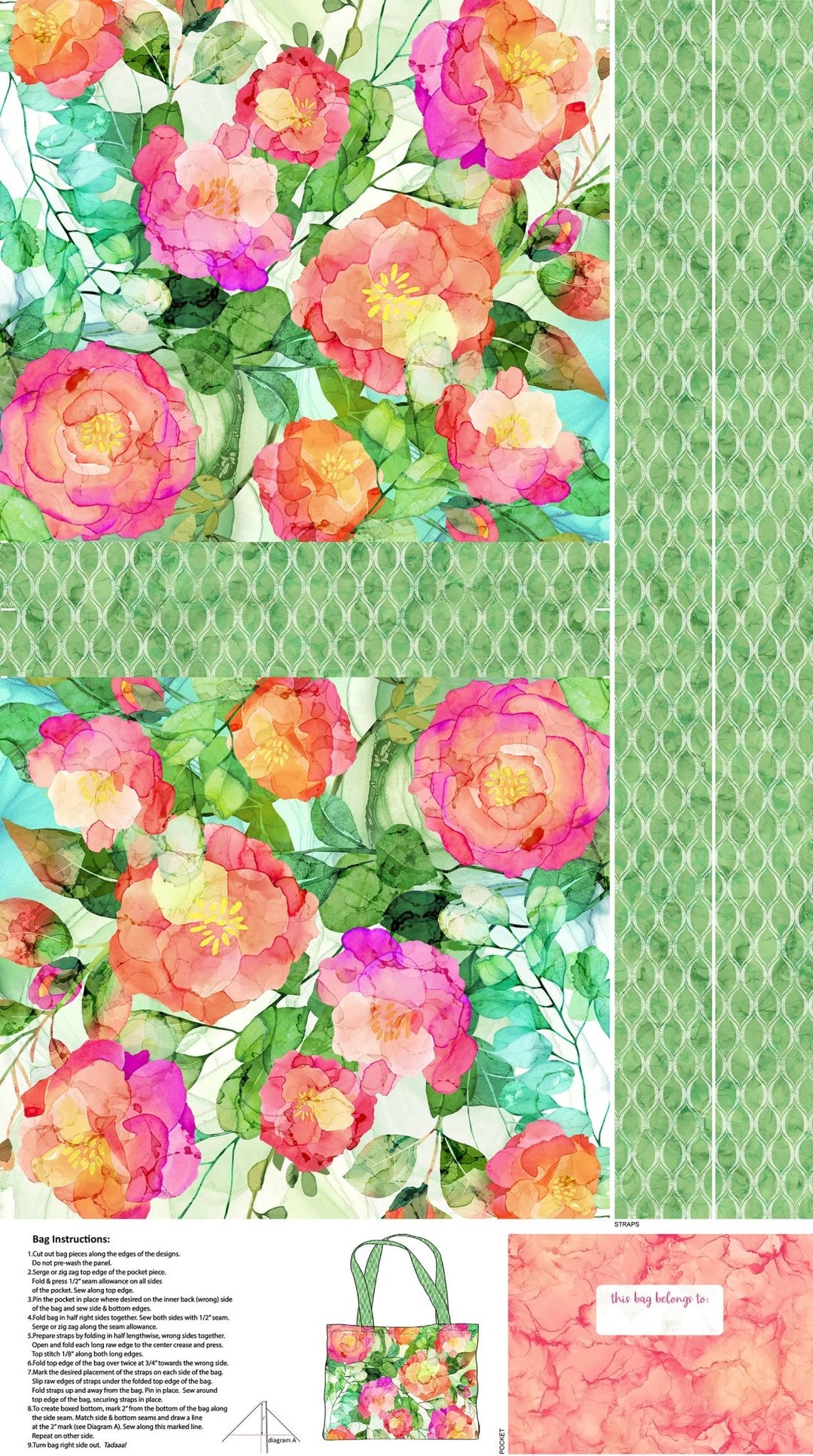 Canvas Bag Panel - Veranda by Deborah Edwards & Melanie Samra - 24" x 43" (C28396 - 10) - Maple Leaf Quilting Company Ltd.