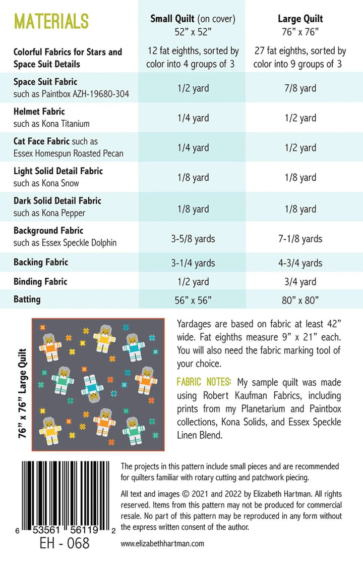 Cats in Space (EH068) - Maple Leaf Quilting Company Ltd.