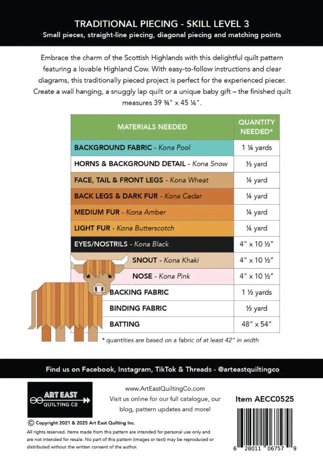 Cattle Call - A Highland Coo (AECC0525) - Maple Leaf Quilting Company Ltd.